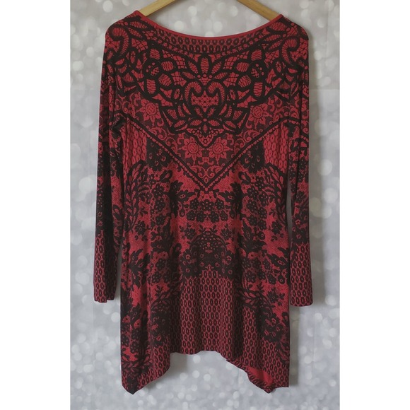 Soma Womens Red Soft Jersey Keyhole Neck Tunic Blouse Top Size S - Picture 2 of 8